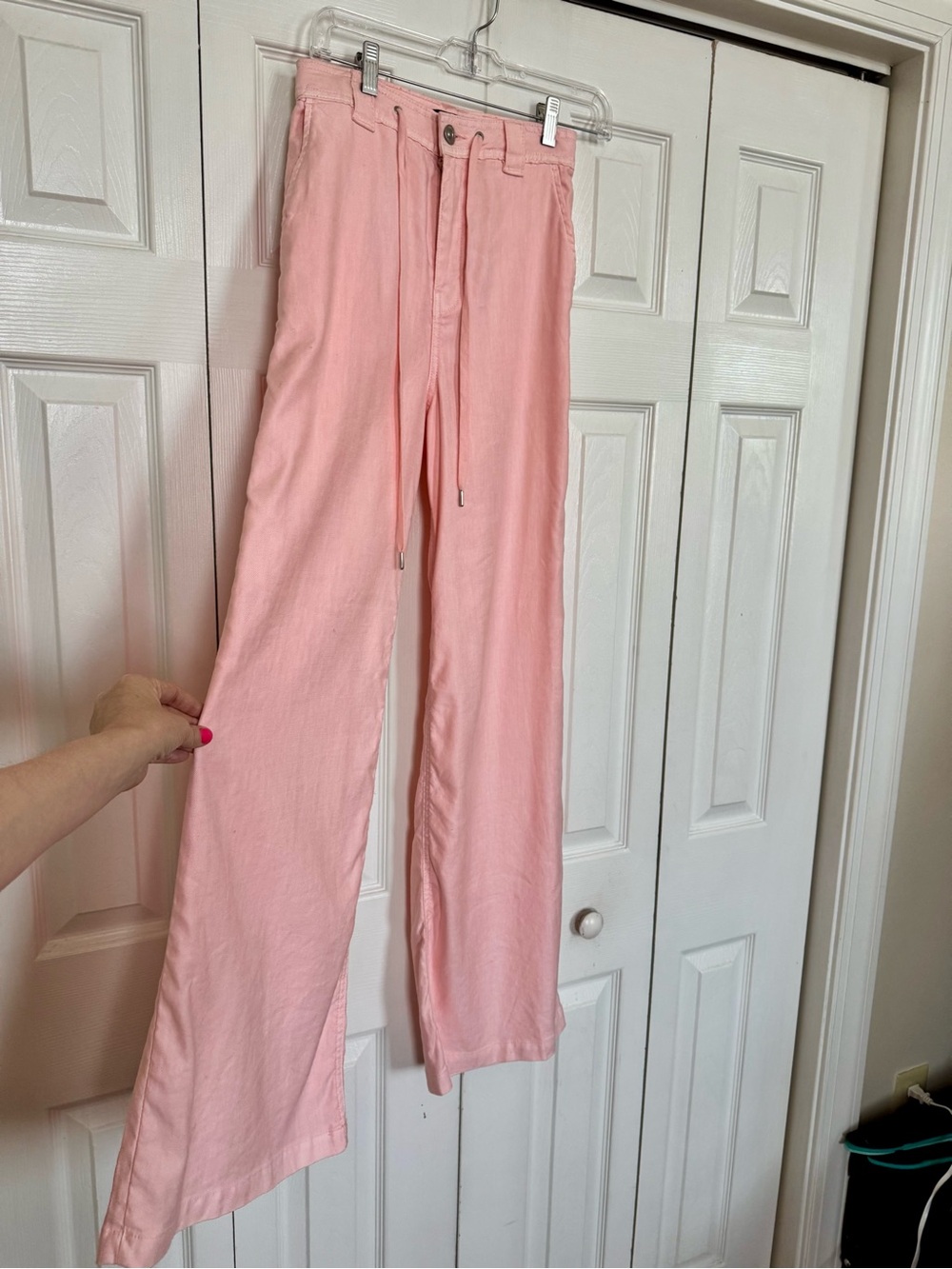Hudson Jeans Pink Wide-Leg Drawstring Waist Jeans